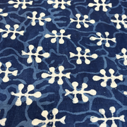 Dabu Indigo Handblock Cotton Print - Flower Pattern Print - Image 3