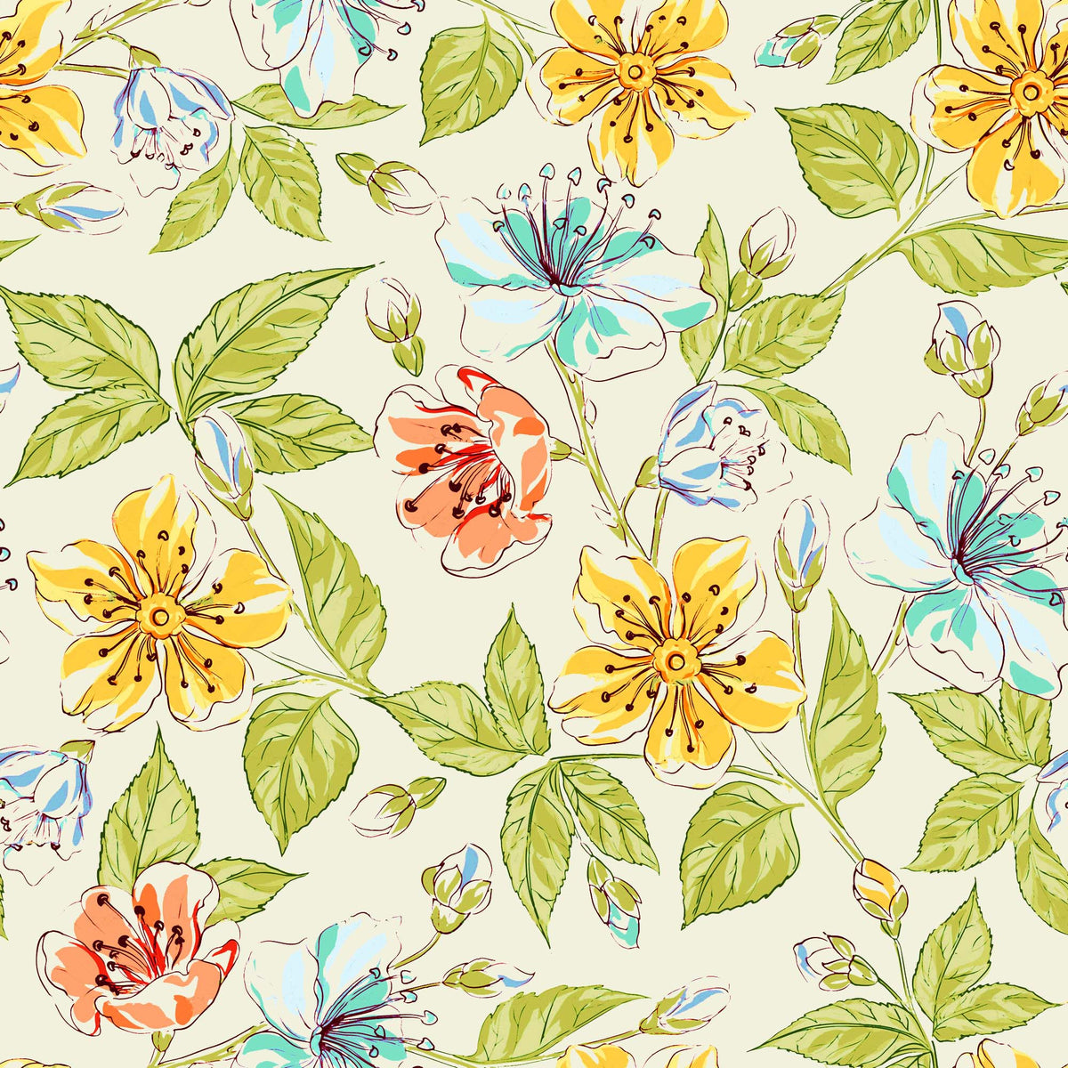 Hand - Drawn like Floral Pattern - CC - 1241