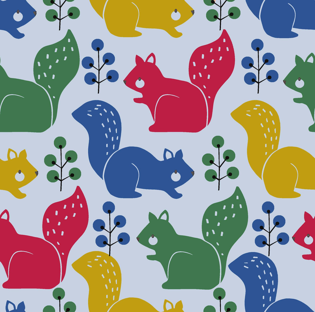 Colorful Squirrel and Berry Pattern - CC - 9786 - 3