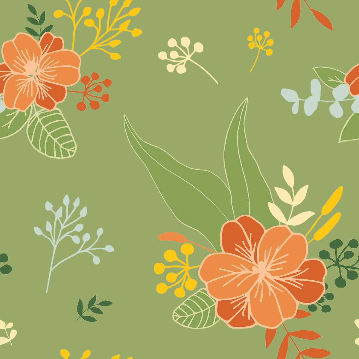 Bohemian Floral Scatter Pattern - CC - 9792