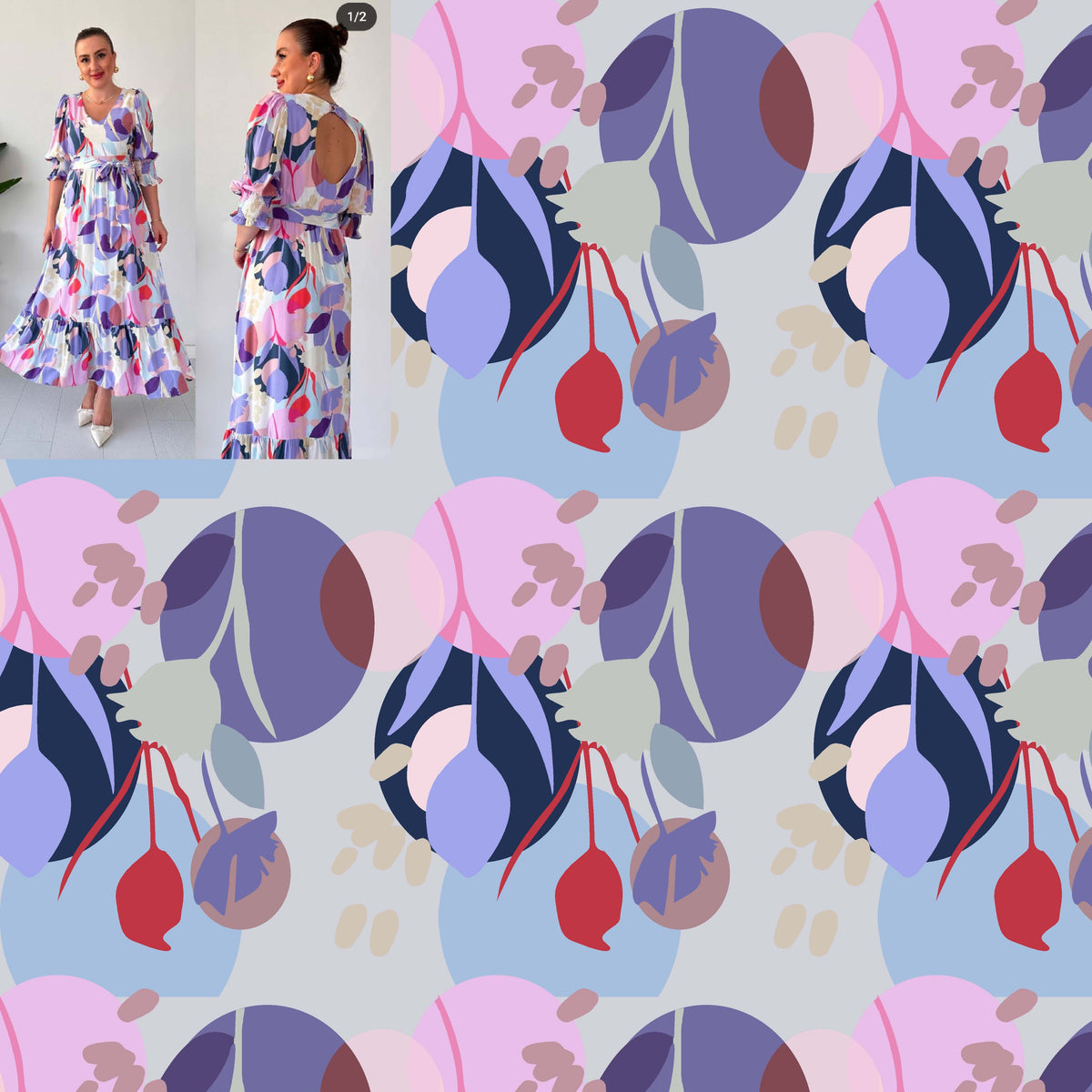Abstract Floral and Circle Pattern - CC - 9797