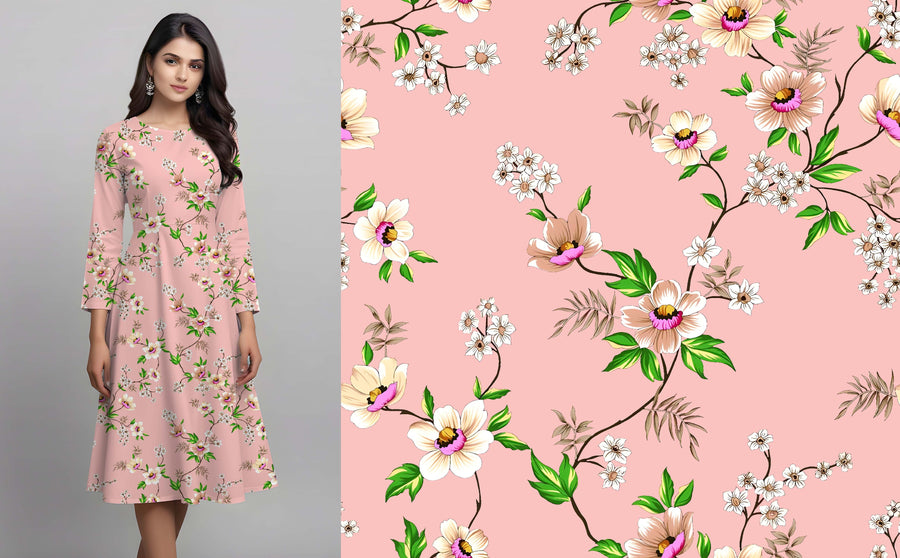 Delicate Pink Blossom Trail Pattern - CC - 9991 - Image 1