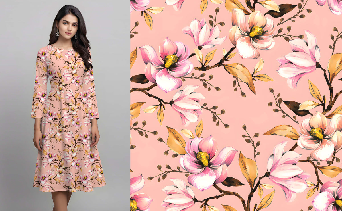 Soft Pink Magnolia Branch Pattern - CC - 9992