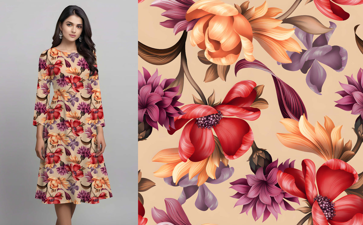 Rich Autumnal Floral Pattern - CC - 9993