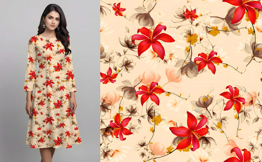Dramatic Red Floral Pattern - CC - 9995 - Image 1