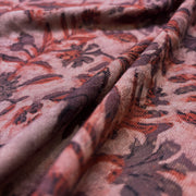 Pashmina Silk Feel Fabric with Handblocked Prints | Natural Fruit-Dyed Handblock Fabric for Sewing, Crafts & DIY - Red Flowers - Image 3