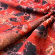 Pashmina Silk Feel Fabric with Handblocked Prints | Natural Fruit-Dyed Handblock Fabric for Sewing, Crafts & DIY - Black Leaves - Image 3