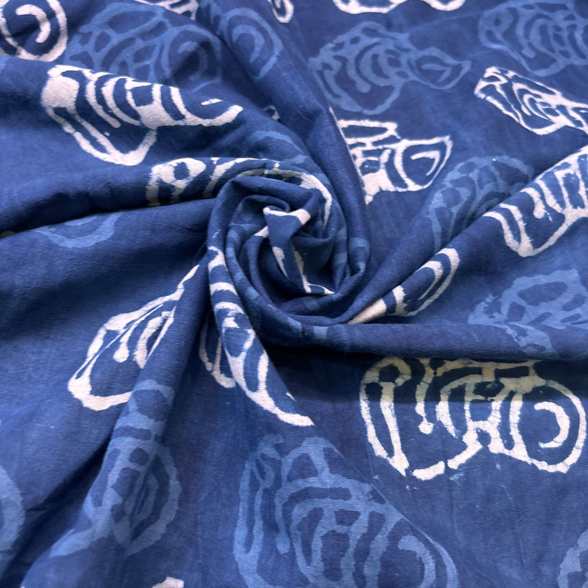 Dabu Indigo Handblock Cotton Print - Camera Pattern Print