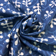 Dabu Indigo Handblock Cotton Print - Flower Pattern Print - Image 1