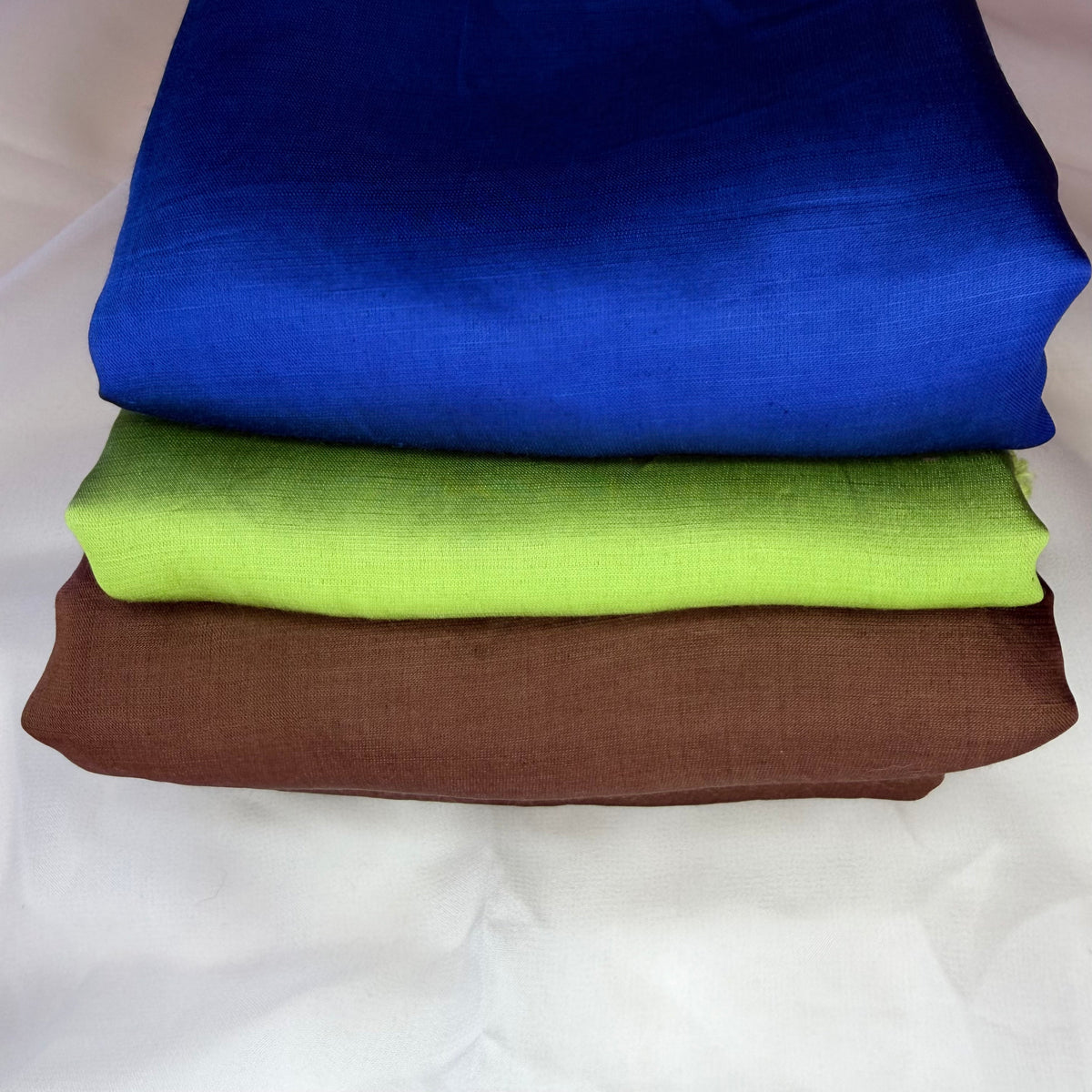 Ontario Blend Scrap Fabric - Cobalt Blue, Lime Green & Brown + Free Shipping