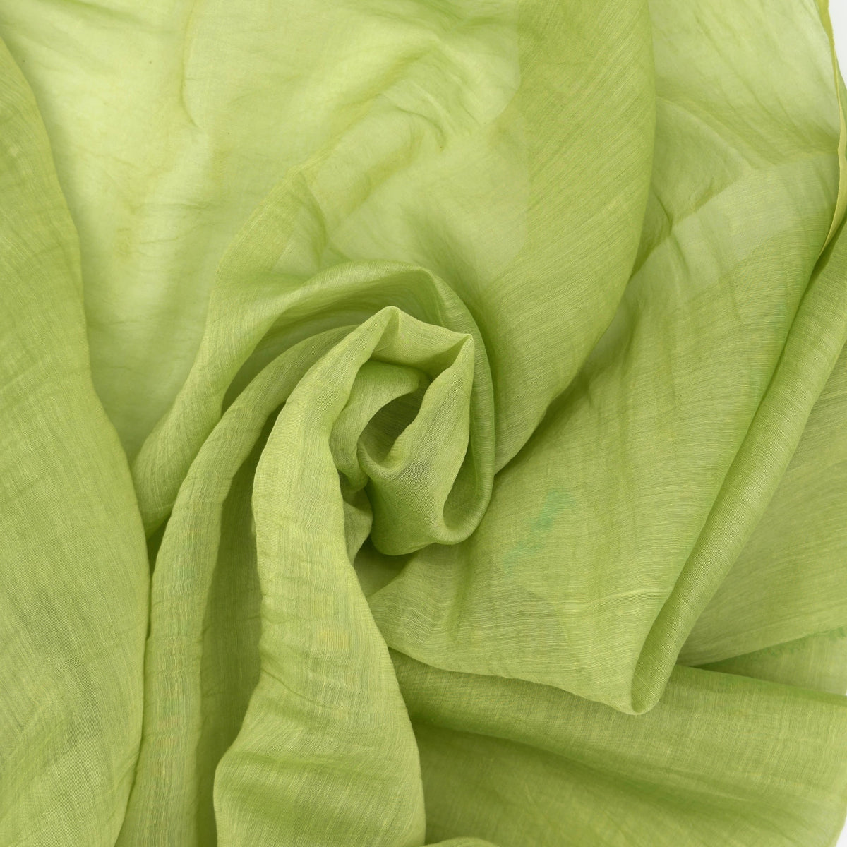 Green Tea Cotton Gauze Semi-Silk Fabric, Sheer & Lightweight