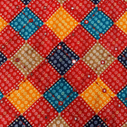Vibrant Red and Yellow Patchwork with Mirror Work - Image 2